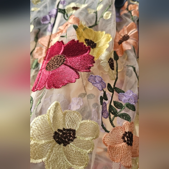 Denim Floral Maxi Shirt fits like L/XL - Picture 10 of 11